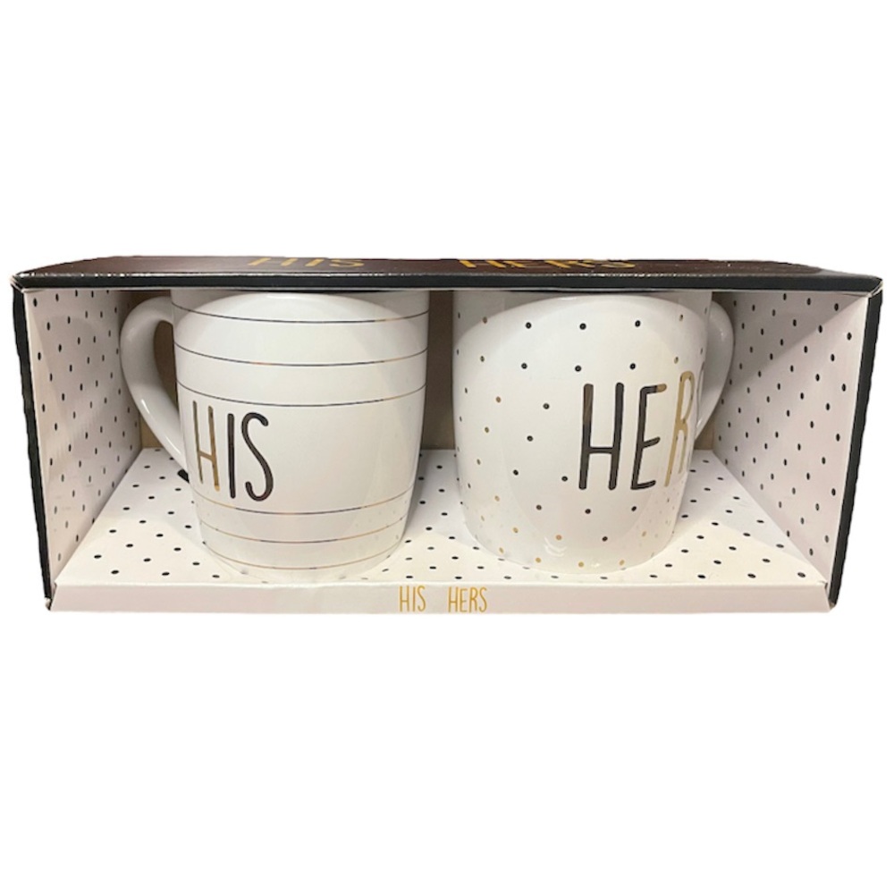 NIB His & Hers Metallic Coffee Mug Gift Set